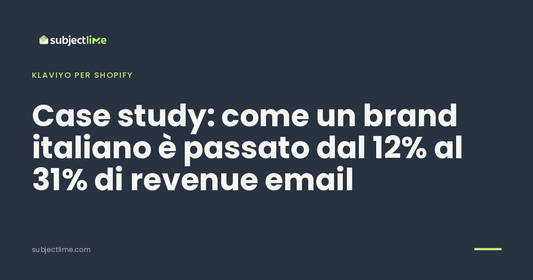 Case study Klaviyo: brand italiano dal 12% al 31% revenue email